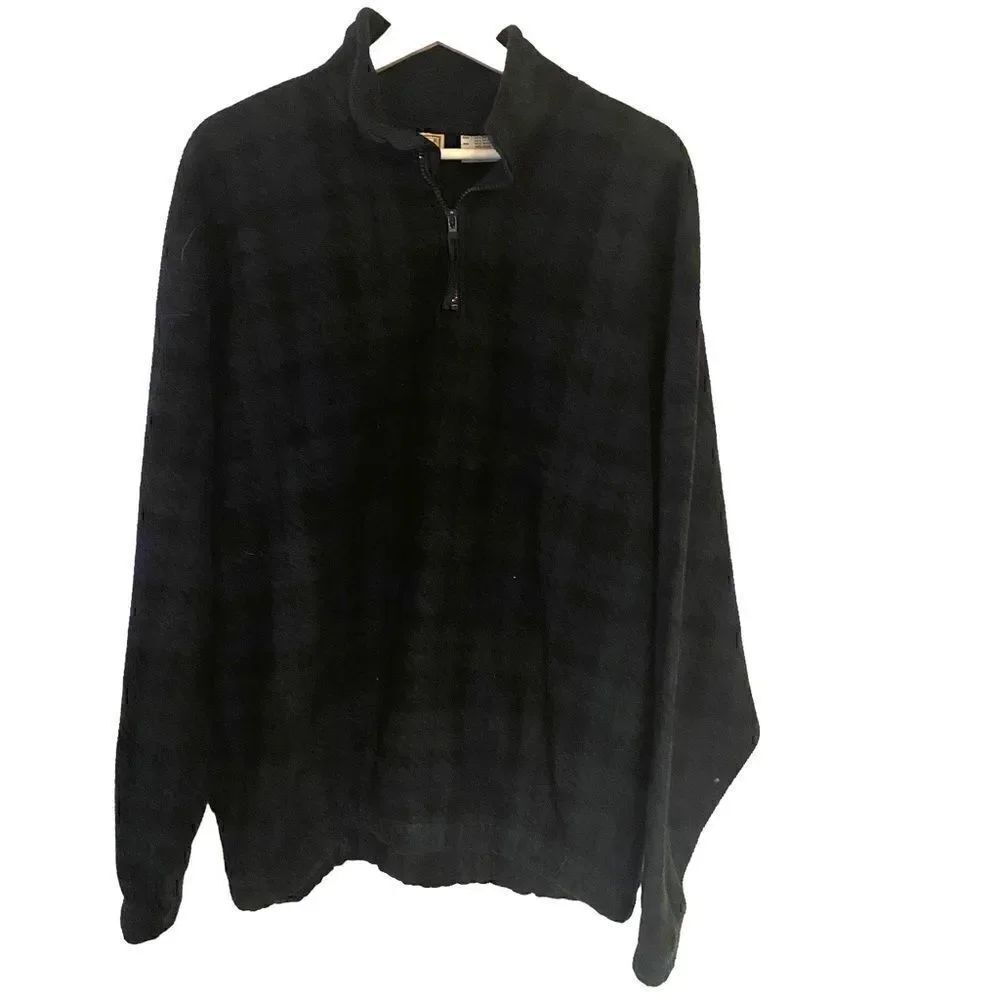 90's vintage Bugle Boy fleece 3/4 zip Plaid blue green fall vibes